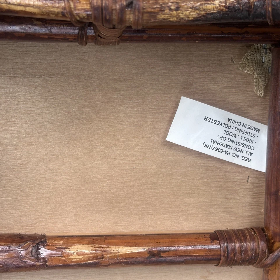 Otomana de mimbre y punta de aguja de lana de pájaro de colección   Foto 4 de 4