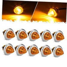 10Pcs 3/4" Round LED Side Marker Light Auxiliary Light Side Marker Amber