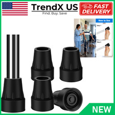 4-pcs Replacement Crutch Tips Thickened Rubber Cane Tips Non-Slip Black 7/8"