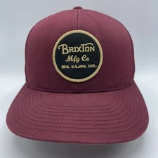 Brixton Hat Adult Wheeler Snapback Maroon Mesh Back Baseball Cap Logo Patch Mens