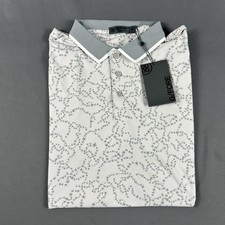 G/Fore G4 Golf Shirt Polo Sleeve Logo Constellation Print Medium Gray MSRP 120