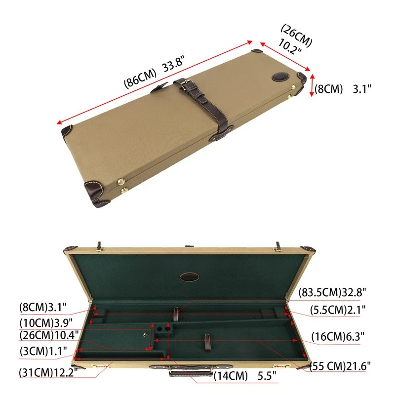 TOURBON Vintage Canvas Shotgun Hard Case Cabinet Storage Box Safety Hunting Gift - Image 2 of 4