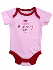 Infant Girls My First Valentines Day Pink Creeper Short Sleeved Bodysuit