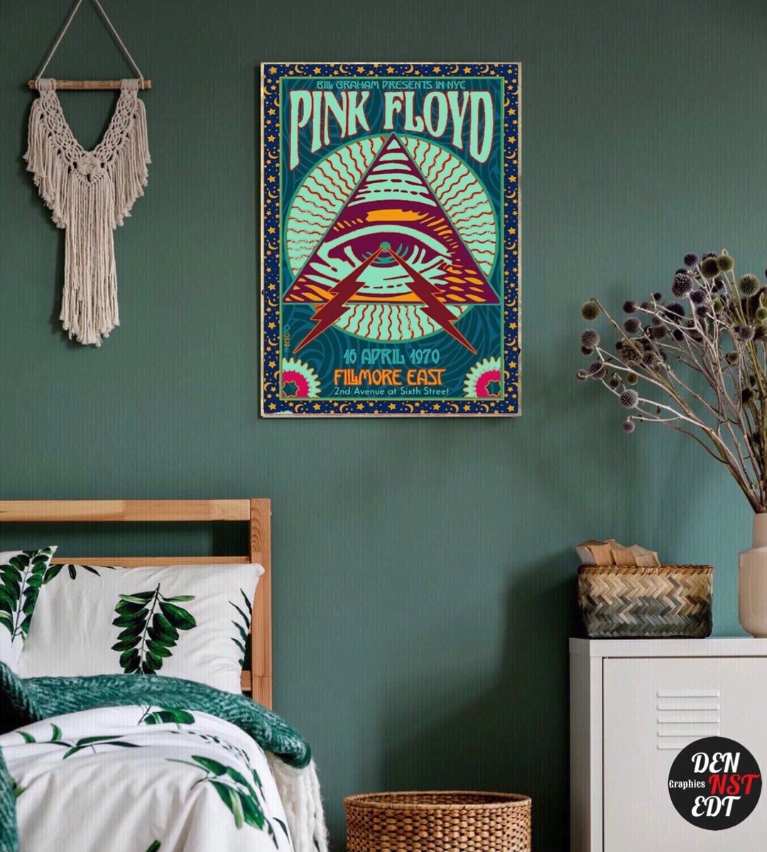 Pink Floyd Affiche encadrée de concert Édition collector (66 Gig White Border Design) Cadre 30 x 40 cm Produit officiel : Bob Masse
