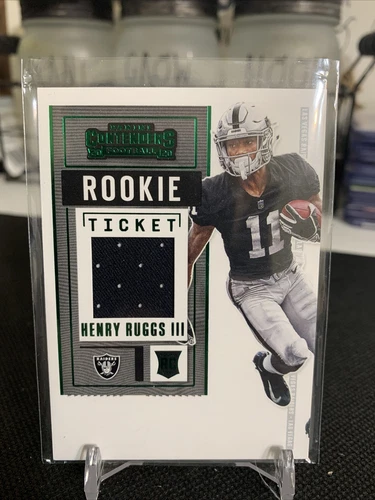 2020 Panini Contenders Henry Ruggs III Rookie Ticket Jersey Patch Green Raiders