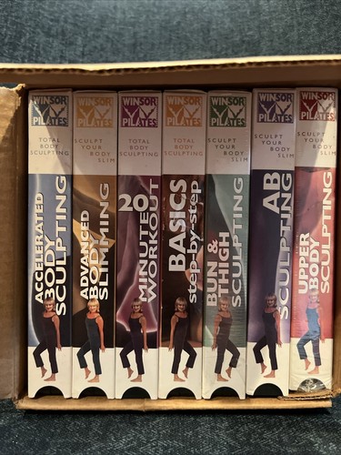 Winsor PILATES VHS Set of 7 Workout Fitness Exercise Videos - original box, book - Picture 2 of 3