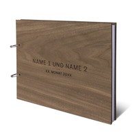 Hochzeit GäStebuch Holz Gravur Individuell Holzcover A4 Quer - Schlicht