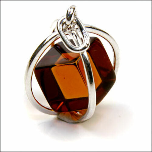 Vintage Sterling Silver And Amber Uniqe Design Pendant - Picture 1 of 2