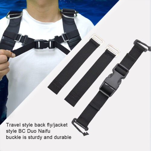 Zaino Backmount Cinghia Fissa Pettorina Resistente all'usura Nero per Immersioni Subacquee - Foto 15 di 18