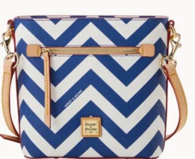 Dooney & Bourke Chevron Small Zip Crossbody Blue & White