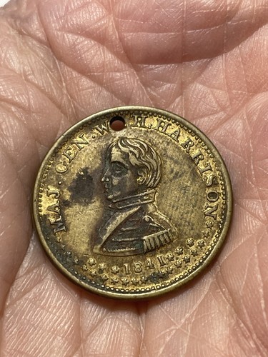 1841 1773 President Henry Harrison Political Token CAMPAIGN Medal Tyler Tip Rare - Picture 3 of 4