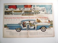 1957 Ford Fairlane 500 Town Victoria Blue 4-door Coupe Art 2-page Print Ad