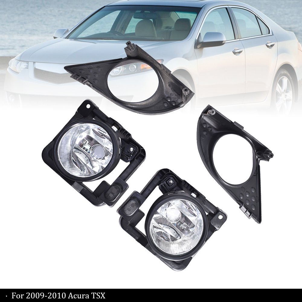 Fog & Driving Lights For Acura RLX Pair Of Fog Light Assemblies For 2009-2010 Acura TSX - Left & Right Sides 2009 2010 Acura TSX Front Fog Light Assembly Pair Labwork - Foto 4