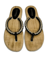 Sperry Top Sider Black Tan Braided Woven Flip Flops Sandals Women s Size 7