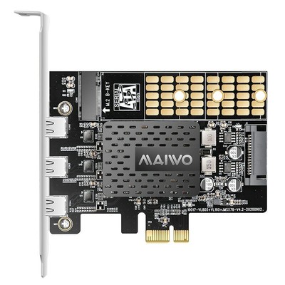PCIE X1 To 3 Port Type C with Built In M.2 Solid State Disk Adapter Card