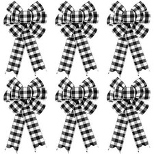 6 Count Buffalo Plaid Bow Black White 10 Inch Christmas Wreath Fall DIY
