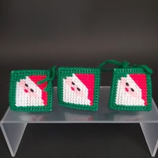 Vintage Needlepoint Santa Christmas Ornament ...