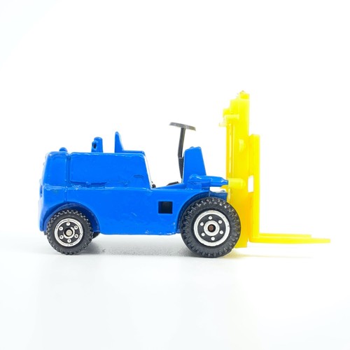 Elevador de horquilla vintage Yatming azul amarillo #1366 Road Champs construcción diecast - Imagen 11 de 16