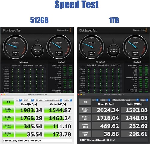 High-Speed 512GB NVMe SSD Compatible with MacBook Pro A1708 - DIY Tools Included - Picture 6 of 9