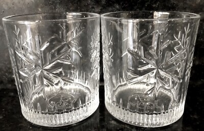 2 Maker's Mark Whiskey Snowflake Rocks Tumbler Glasses