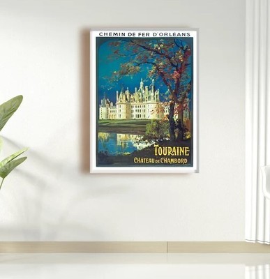 Chateau De Chambord, Touraine, France Vintage PLM Travel Poster