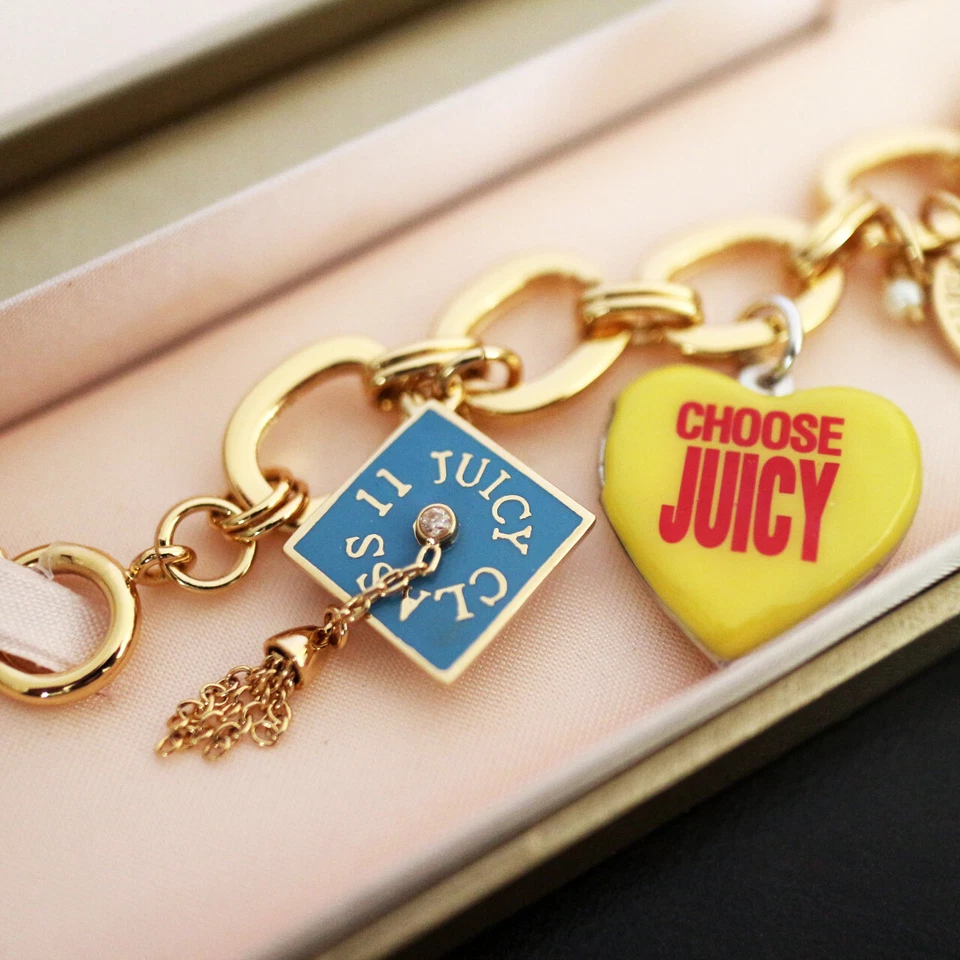 NUEVO CON ETIQUETAS JUICY COUTURE Pulsera LIMITADA 2011 Anillo de Graduación Medallón 8 Dijes Mezcla NUEVO Foto 3 de 4