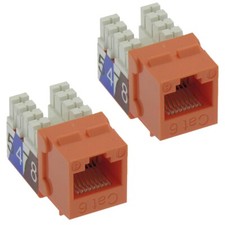2 Pcs Cat6 RJ45 Network LAN Ethernet Keystone Jack 110 Punch Down Snap-In Orange