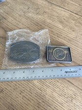 Men's NRA Whittington Center Belt Buckle National Rifle Brass Guns Lot Of 2