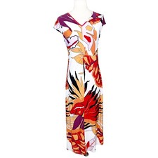 Vintage Y2K Julie C Paris Maxi Dress Size Small Stretch Fitted Boho Tropical