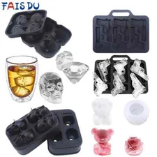 3D Skull Ice Cube Tray Silicone Mold Diamond Shape for Whiskey Cocktail 1pc
