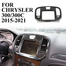 Carbon fiber style central control navigation screen trim for Chrysler 300 2015+