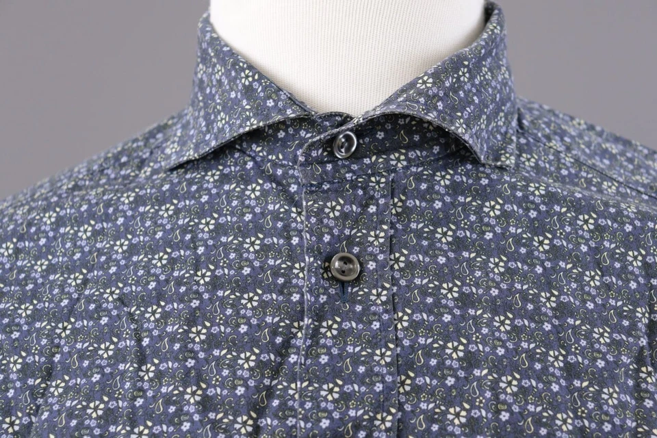 Eton Slim Fit Floral Long Sleeve Button Down Dress Shirt Size 43 / 17 / XL - Image 4 of 4