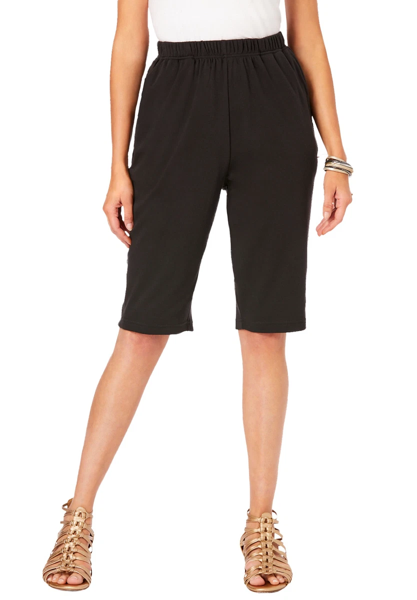 Roaman s Women s Plus Size Soft Knit Bermuda Short Pull On Elastic
