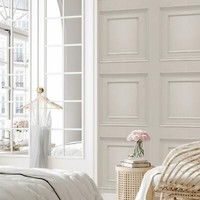 Belgravia Oliana Groß Holz Panel 3D Effekt Tapete - Dunkel Creme/Grau 8493