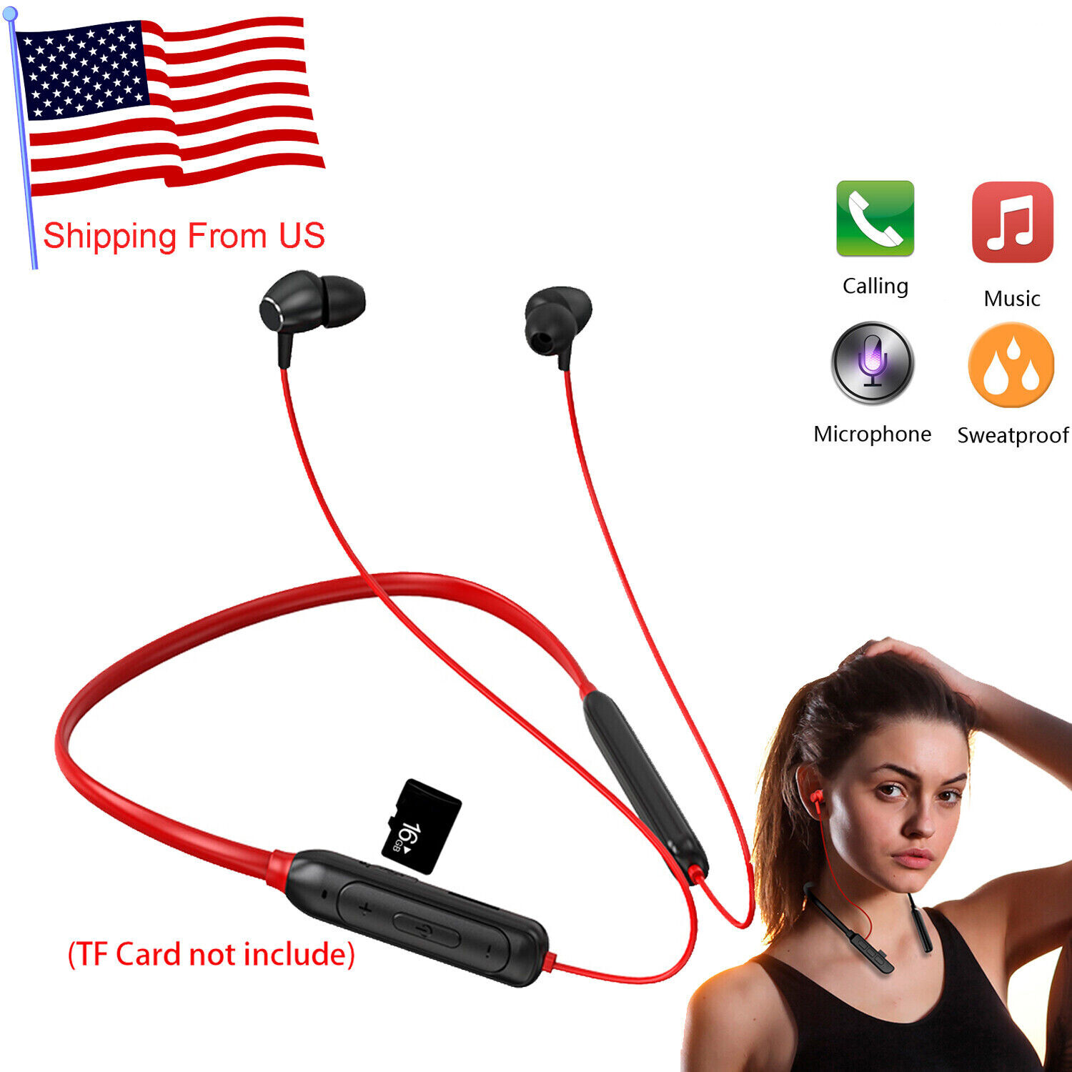 Sport Neckband Bluetooth Headset Wireless Stereo Headphone  