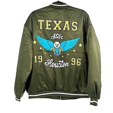 Texas Star Green Bomber Jacket New Size Medium Western Preppy