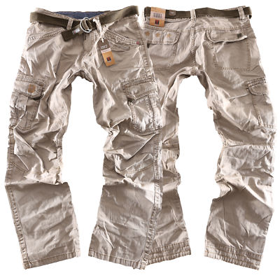 Timezone Herren Cargohose Benito 6166 in beige mit Gürtel  Neu Größe wählbar LA