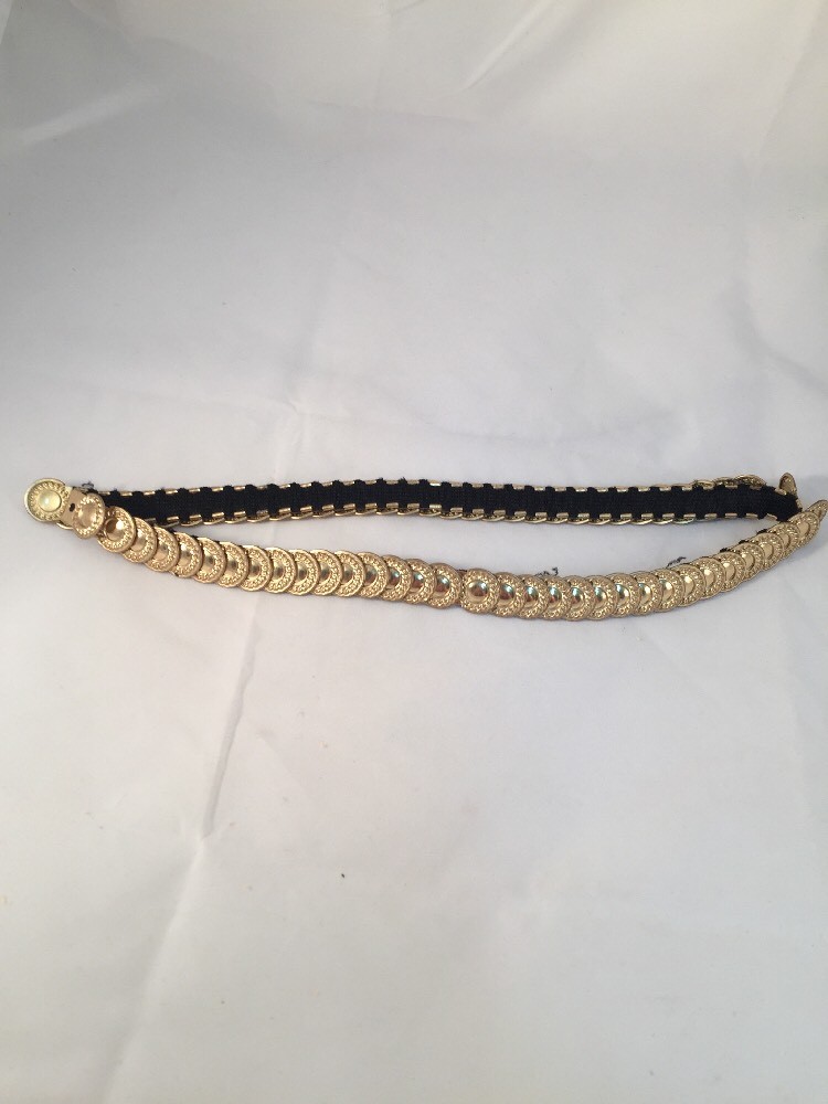 Retro Gold-tone Metal Medallion Belt Vintage 80s Elastic | eBay