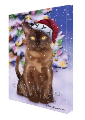 Bermese Sable Cat Canvas Wall Art Christmas Digital Painting for Decoration