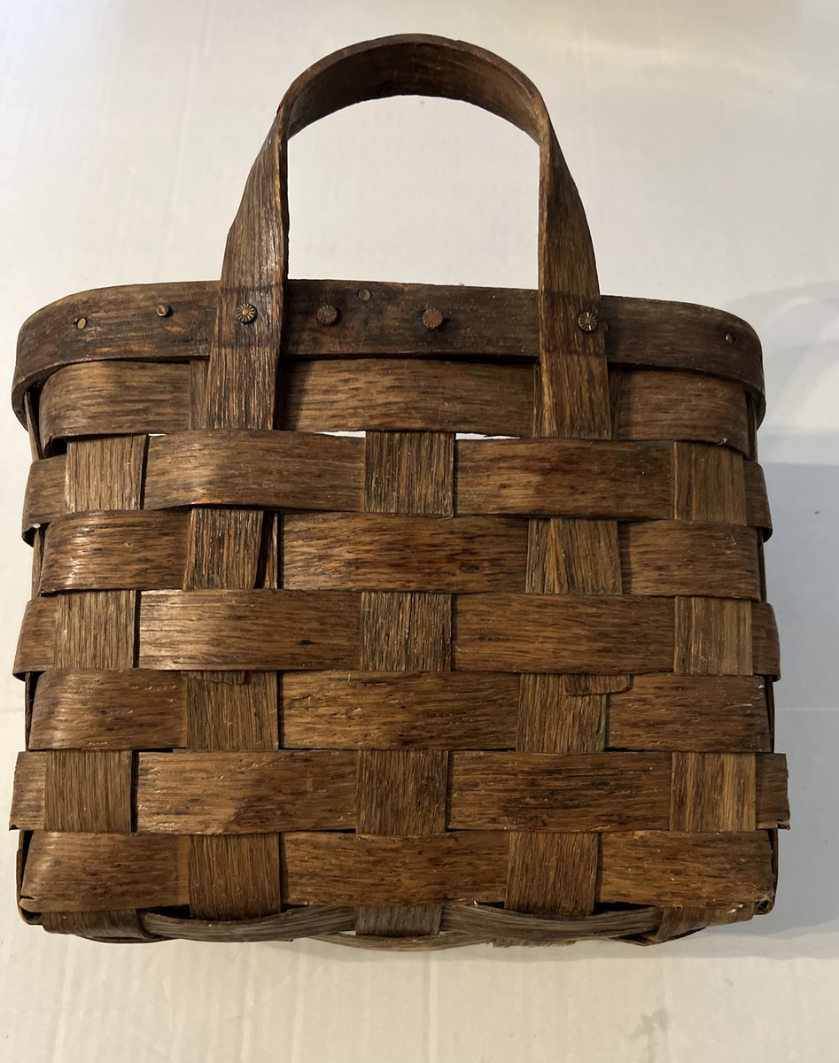Vintage BASKETVILLE PUTNEY Woven Basket with Handle Hanging