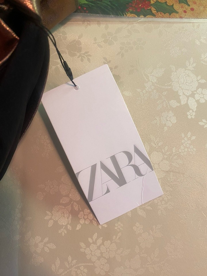 ZARA Dress Women Size Medium Bronze Metallic Halter Neck Sleeveless NWT