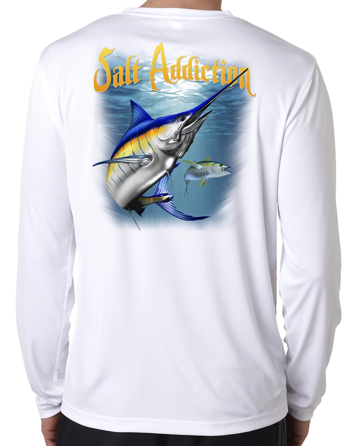 Salt Addiction long sleeve microfiber saltwater fishing t shirt uv upf 50 marlin