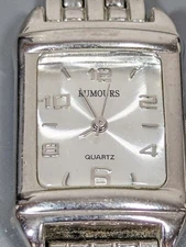 Rumours Silver Tone Dial Rectangle Case Link Bracelet Band Watch