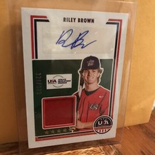 2022 USA stars & stripes Riley Brown auto game used jersey! /379! rare
