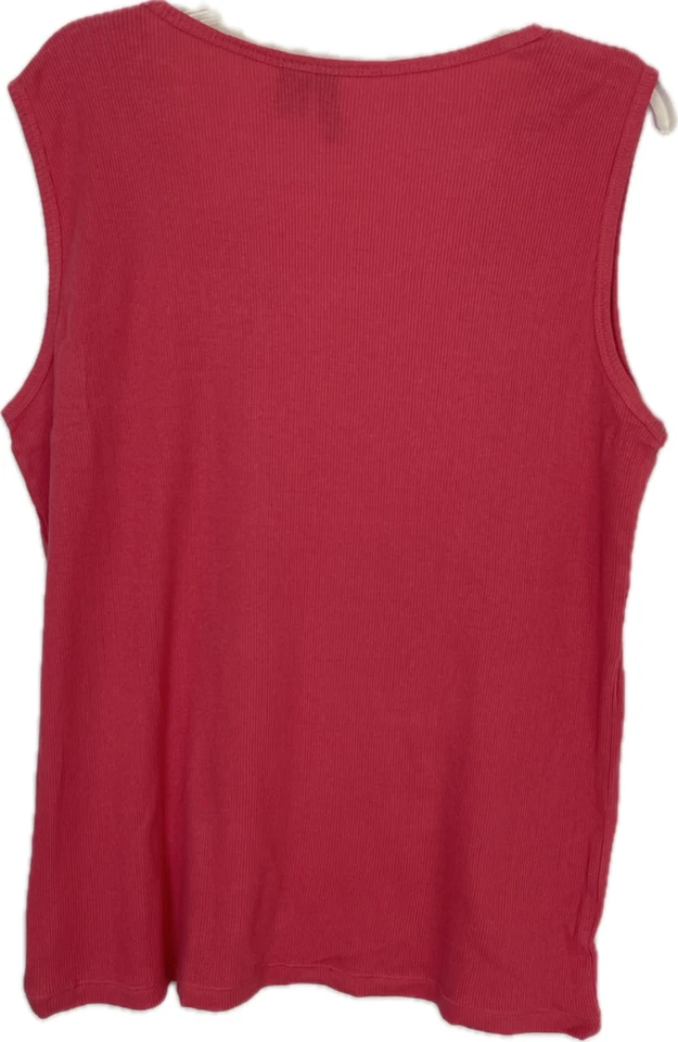 Camiseta sin mangas Jason Maxwell acanalada rosa con cuentas talla 1X Foto 2 de 4