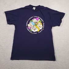 Vtg Disney Store Snow White 7 Dwarfs Shirt Blue Men's Large Dopey Doc Grumpy USA