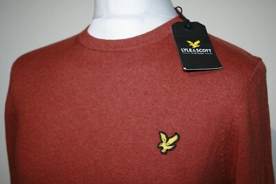 Lyle & Scott Mens Cotton Merino Crew Neck Jumper - M - Tobacco Brown - BNWT Top