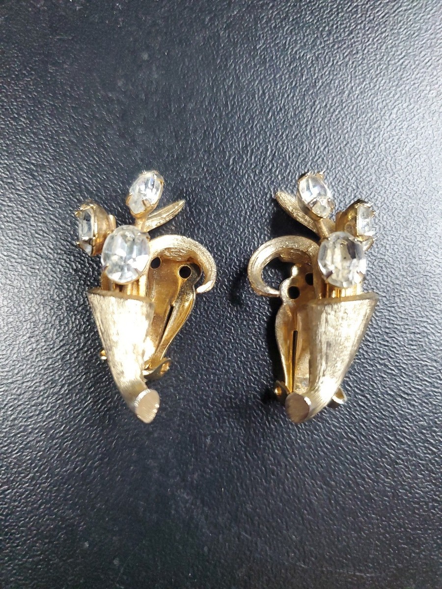 gold clear earrings vintage s-l400.jpg main image 4