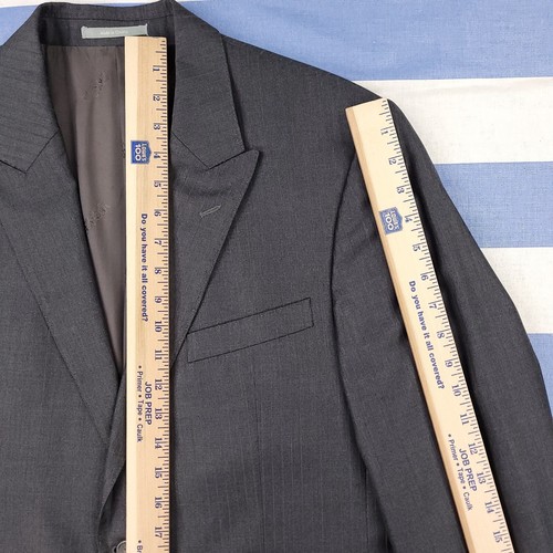 Versace Suit Jacket Mens 42L Wool Silk Peak Lapel Striped Blazer Wedding Office - Picture 13 of 17