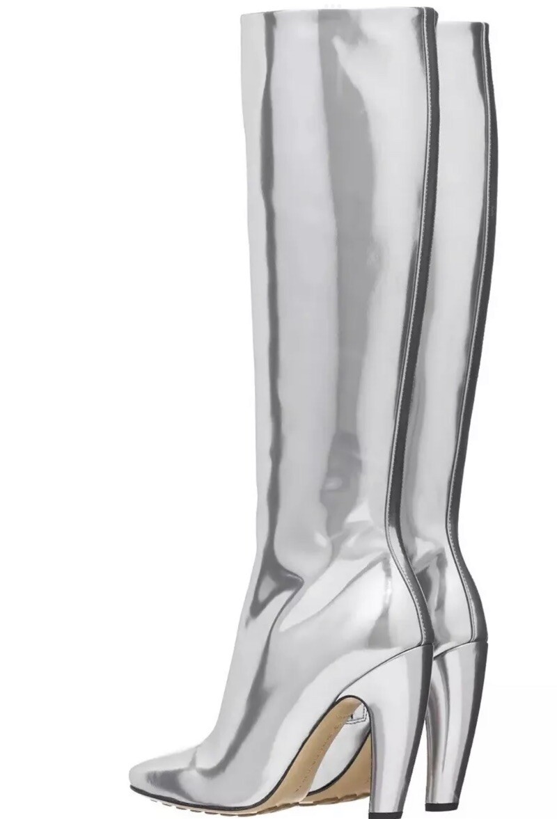靴 Bottega Veneta Leather Canalazzo EU37 Bottega Veneta Canalazzo Mirrored Leather Knee-high Boots 37 | eBay